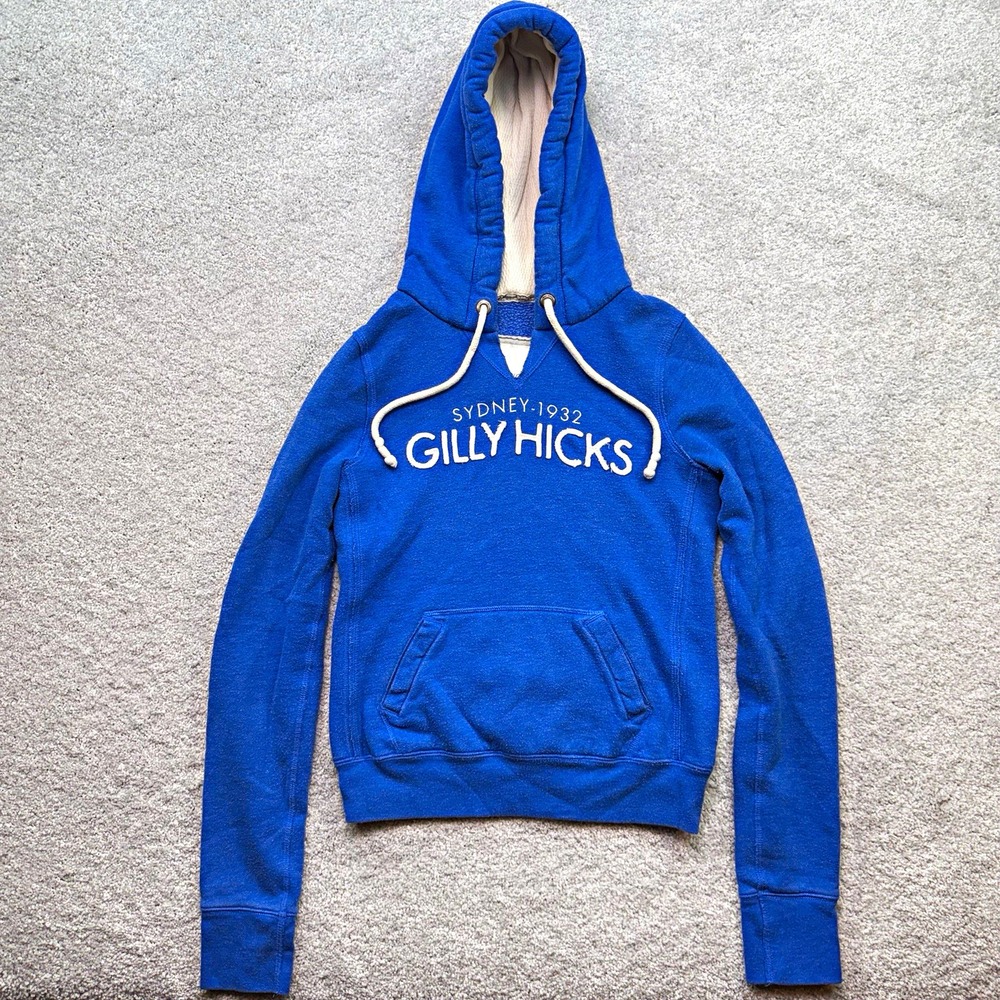 Gilly Hicks Sydney 1932 Blue Hoodie Womens Small S Graphic Pullover Sweatshirt